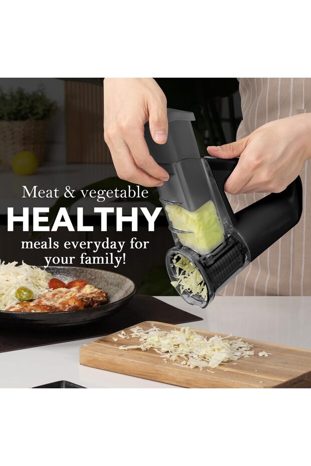 Electric Vegetable Slicer - Cordless Salad Cutter, 4 Interchangeable Blades