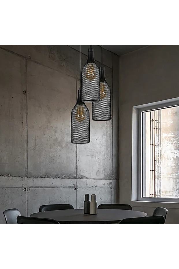 Modern triple black chandelier E27 - 1