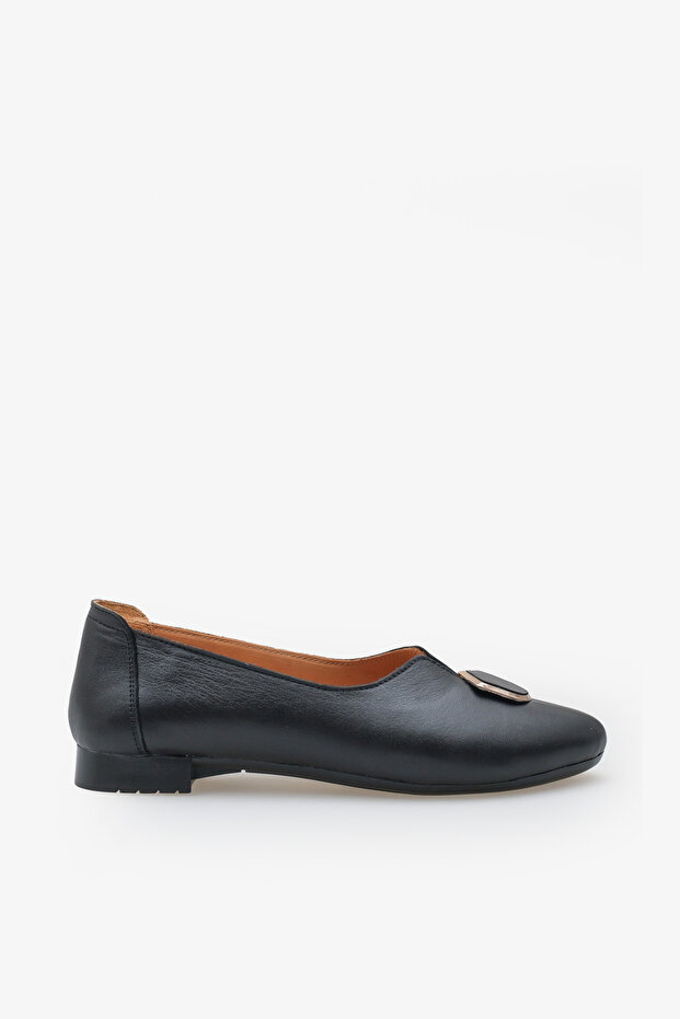 Divina women's genuine leather ballet flats - black