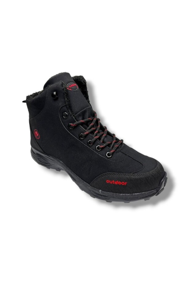 4058-26 Anatomical Fur Lined Outdoor Men's Boots Black Red 45-47