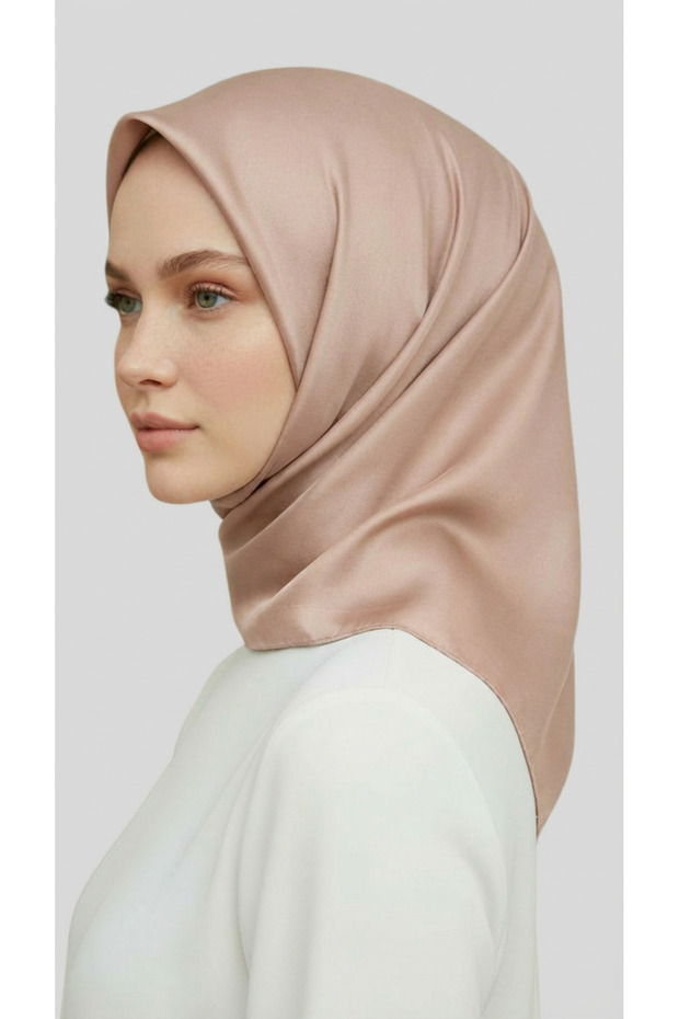 DÜZ TWİL POLYESTER EŞARP - EKRU - 6