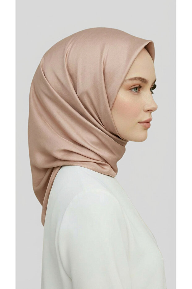 DÜZ TWİL POLYESTER EŞARP - EKRU - 7