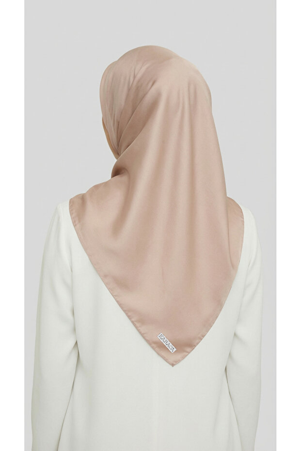 DÜZ TWİL POLYESTER EŞARP - EKRU - 8