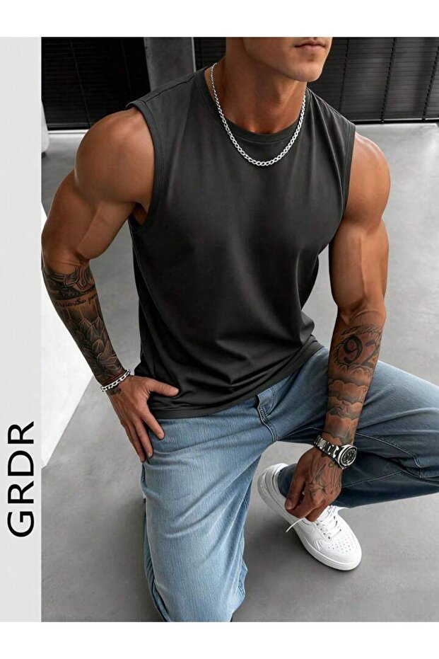 Men's Unprinted Zero Sleeve Fitness Gym Athlete Tank Top