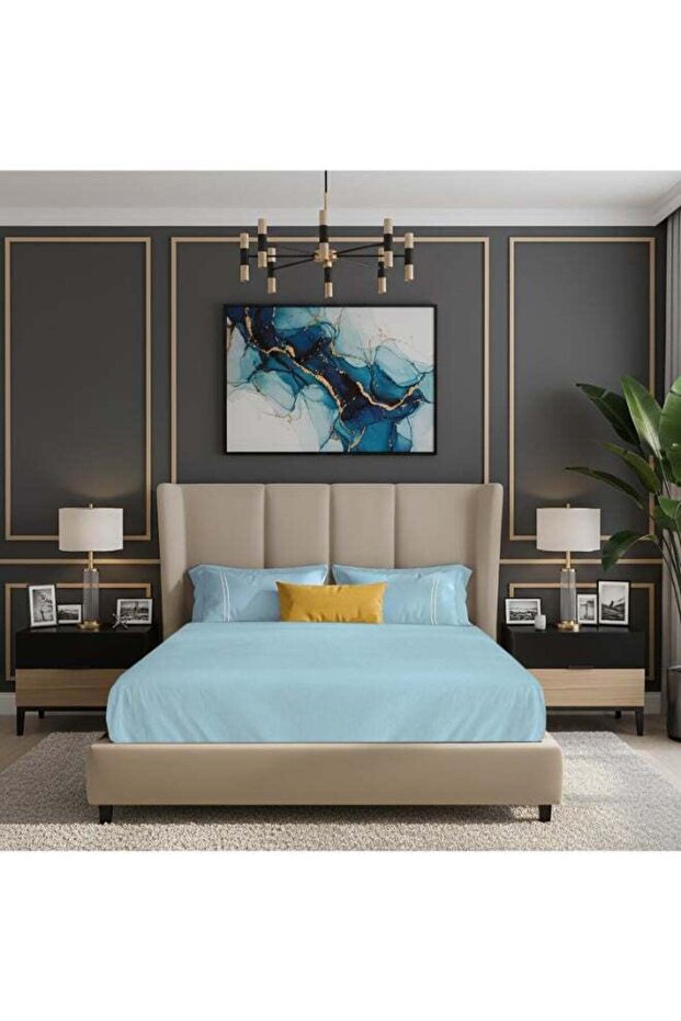 100% Cotton -250 TC Serenity Solids King Size Fitted Bedsheet