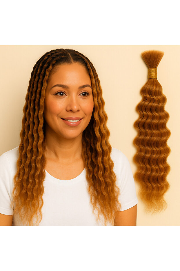 18-Inch Deep Wave Human Braiding Hair - 12A Brazilian Ombre Highlight 27/30