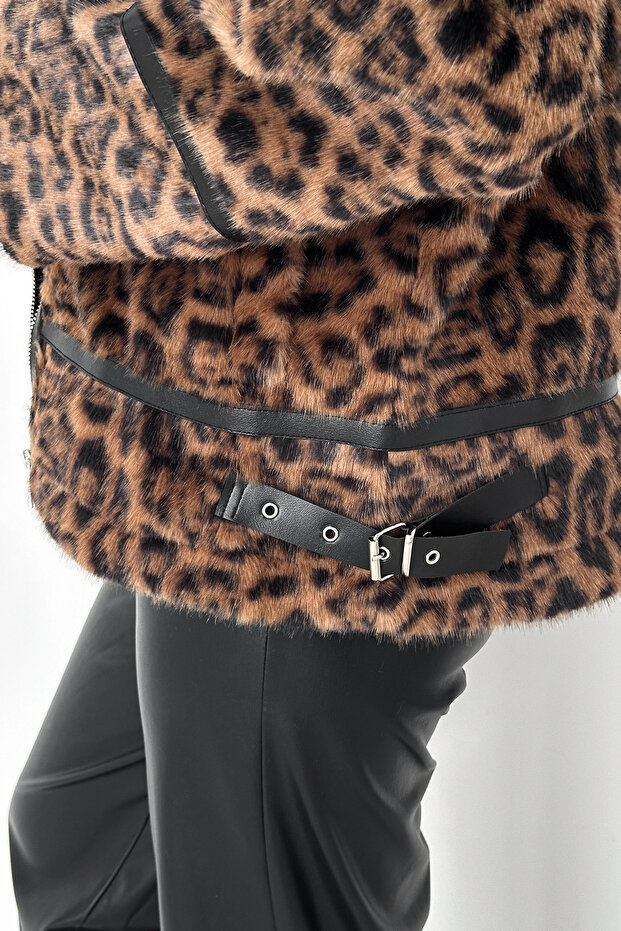 جلد حواف أسطوانية فرو الفهد - 6