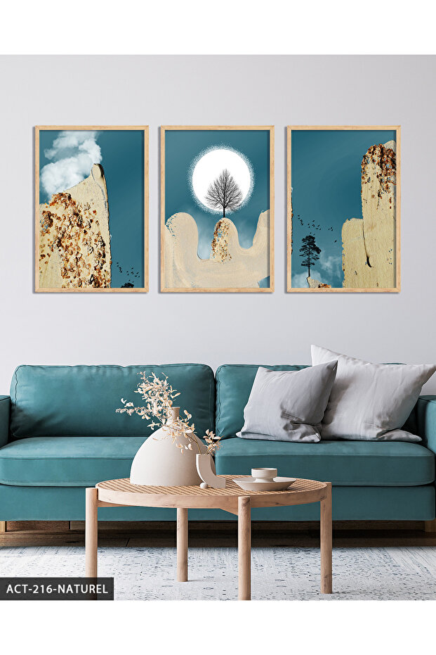 Modern Art 3 Piece Wooden Framed Painting Act