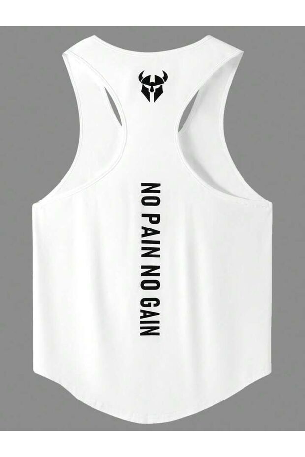 Men's No Pain Printed Zero Arm Fitness Gym Tank Top Sportsman Singlet