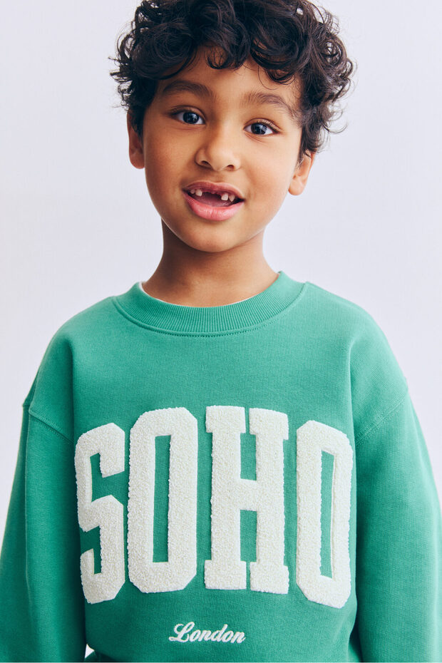 Baskılı Bisiklet Yaka Sweatshirt - 1