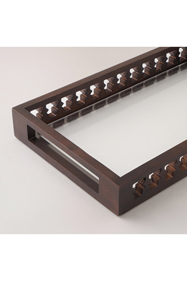 صينية تقديم مستطيلة من مجموعة روشن، بني، 40 × 24 × 4 سم - 3