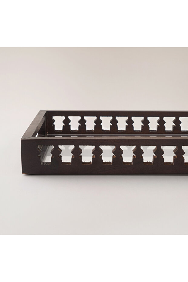 صينية تقديم مستطيلة من مجموعة روشن، بني، 40 × 24 × 4 سم - 2