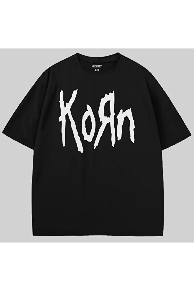 Korn Logo Oversize Tişört - 1