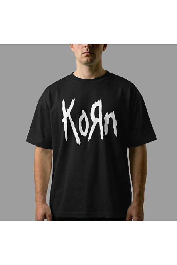 Korn Logo Oversize Tişört - 6