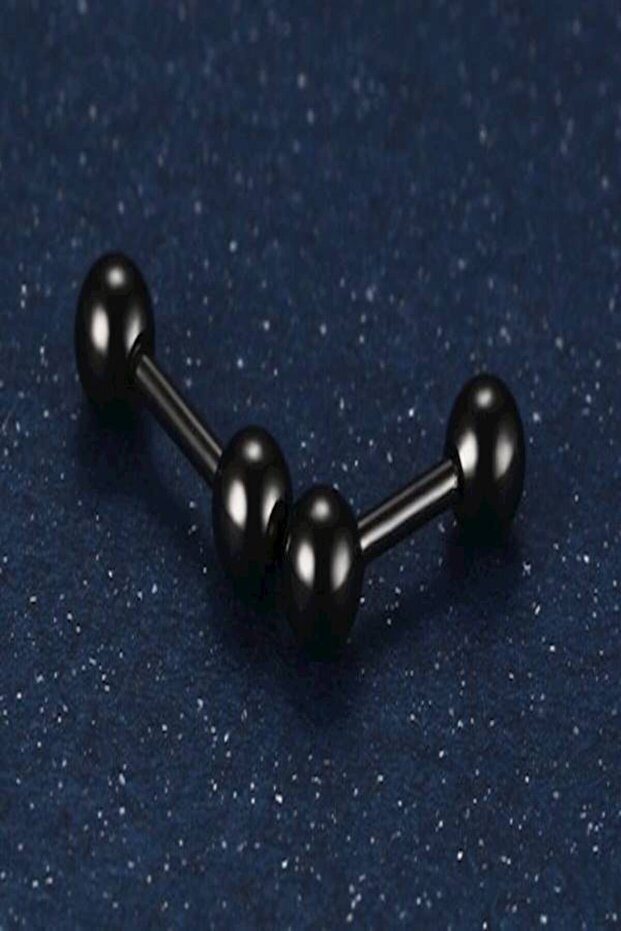 أقراط مرصعة من الفولاذ التيتانيوم - 3