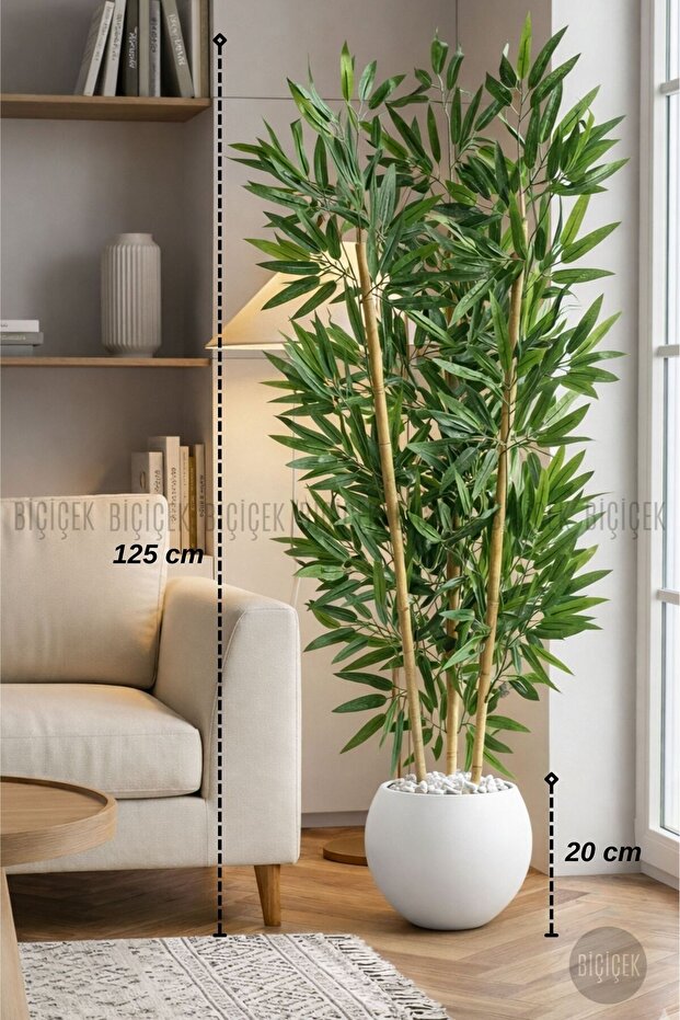 125CM YAPAY BAMBU AĞACI KÜRE SAKSIDA - 1