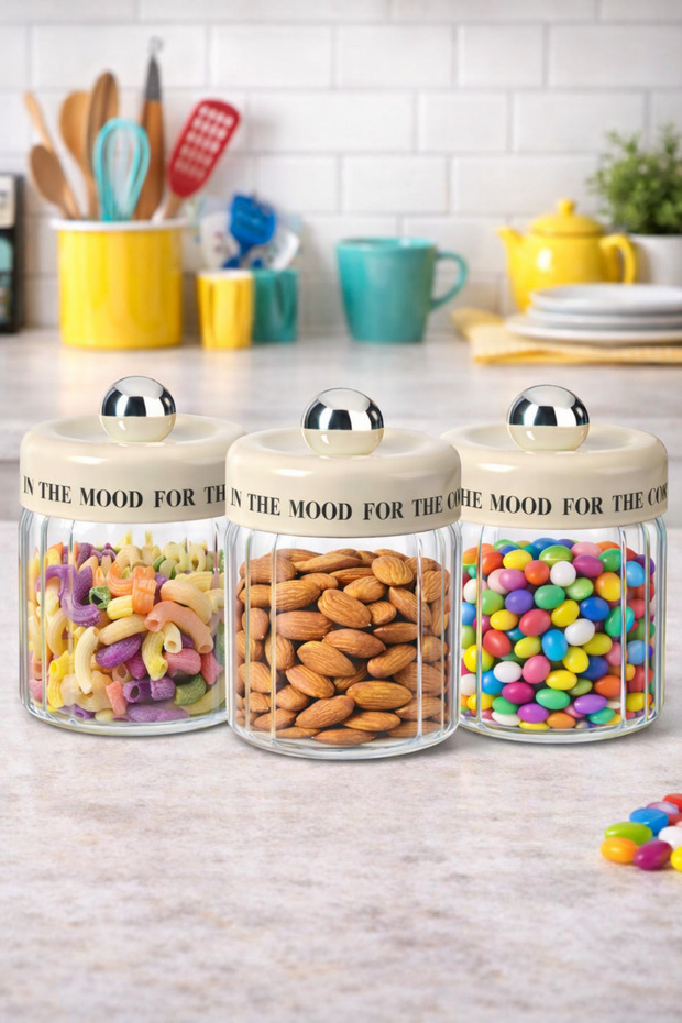 3-Piece Glass Jar Set 320 ml – with Airtight Lids, Multi-Purpose Storage Container
