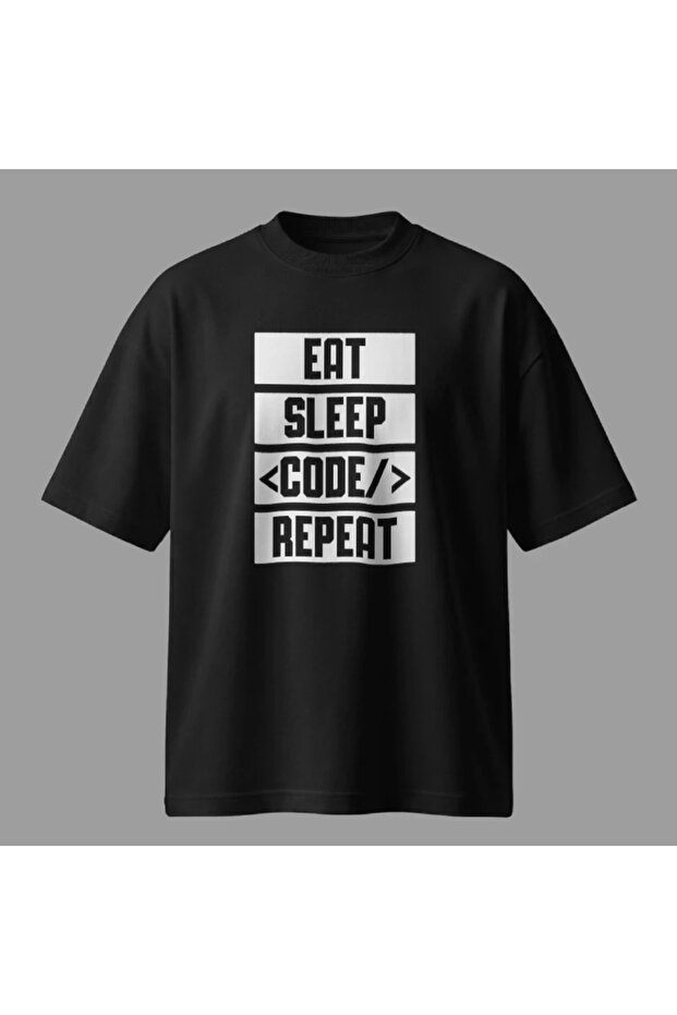 تي شيرت اكلِ ونومِ وكرِرِ قصة فضفاضة <ne2> - 2