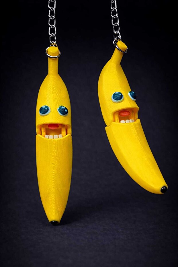 Banana Keychain with Moving Mouth Bag Ornament Charm Accessory