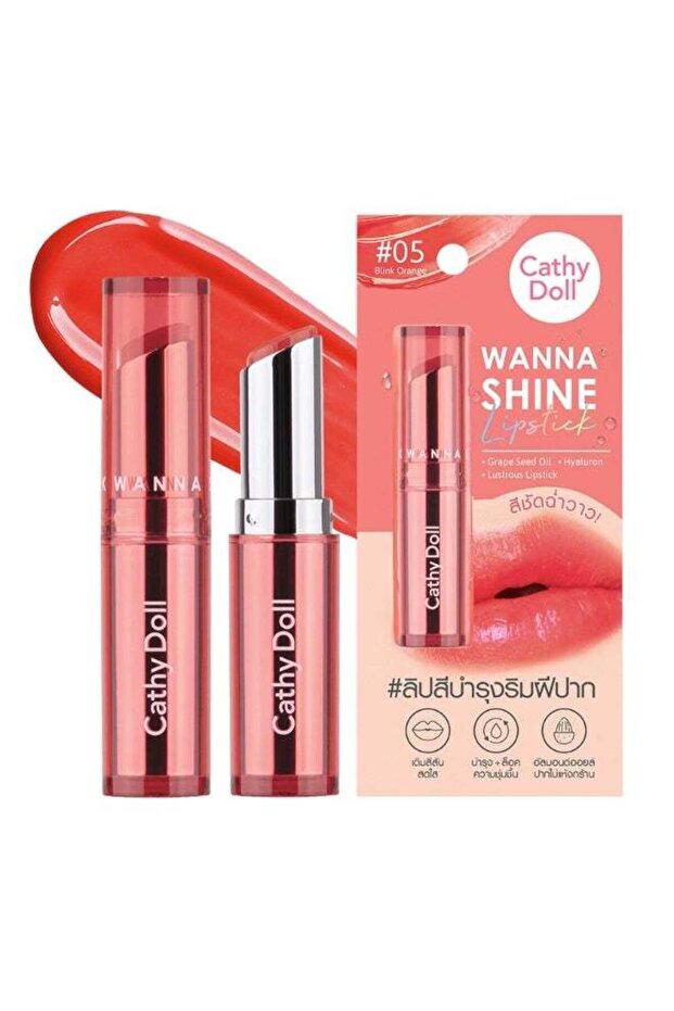 Wanna Shine Lipstick – Blink Orange Moisture-Rich Formula with Hyaluron & Grape Seed Oi
