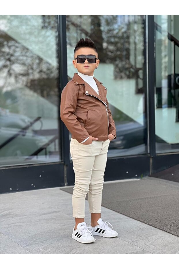 بدلة سترة جلدية للأولاد - 3