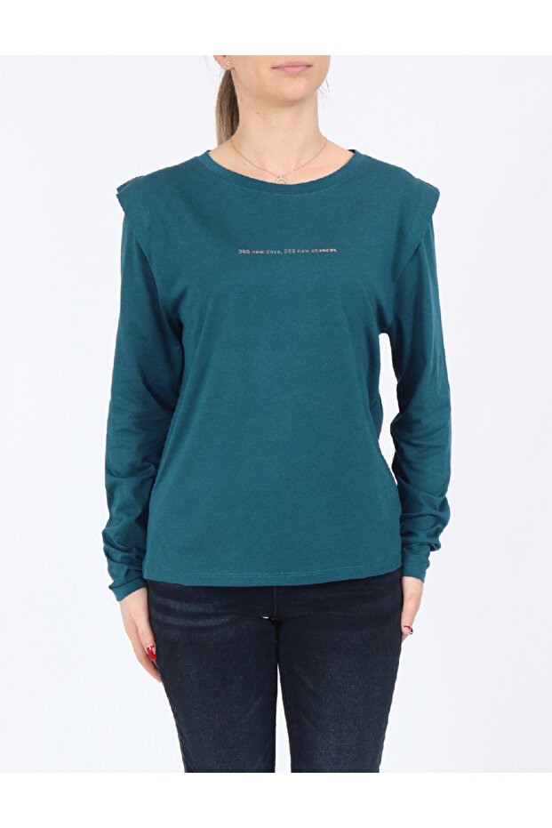 Blouse, Turquoise - 2