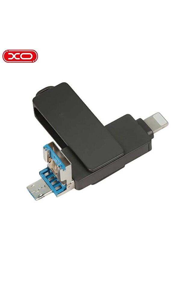 Dk06 128Gb USB 3.0 Flash Memory Usb-A Micro Lightning Compatible 3 in 1 Metal Black