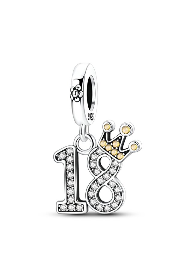 KTC1988 Original 925 Sterling Silver Charm Bead 18th Birthday Zircon Crown Pendant Fit Original Brac