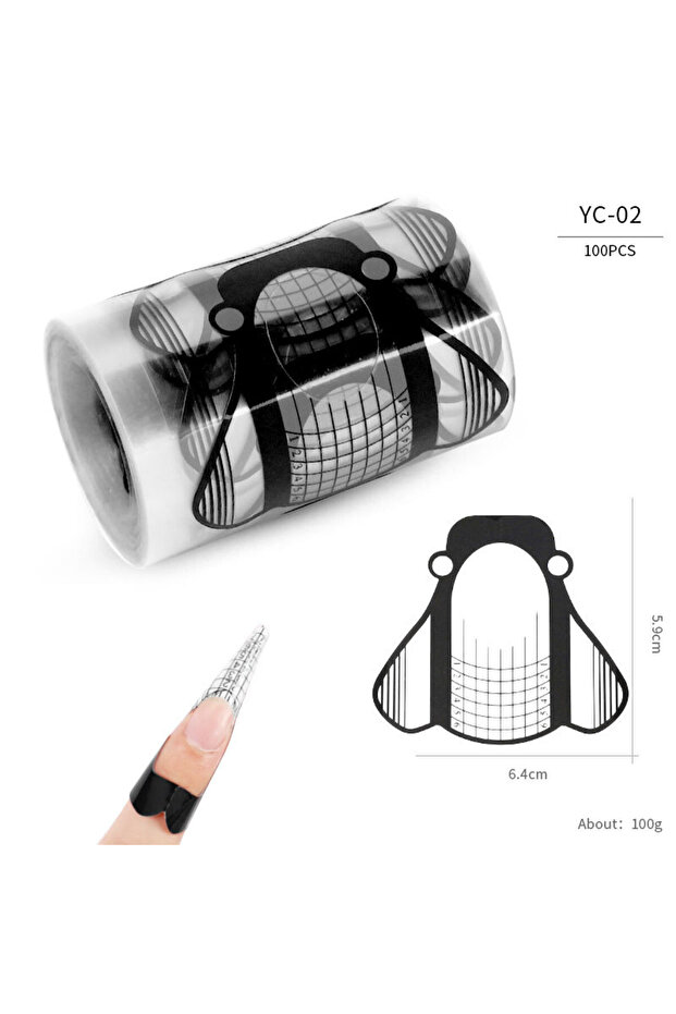 YC-02 100Pc Acrylic UV Gel Extension Builder Nail Forms Tips Nails Builder French Nail Art Guide Mol
