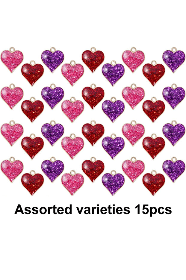 15pcs 5/15/30pcs Multi-color Heart-shaped Pendant, Used for DIY Bracelets, Necklaces, Earrings, Birt