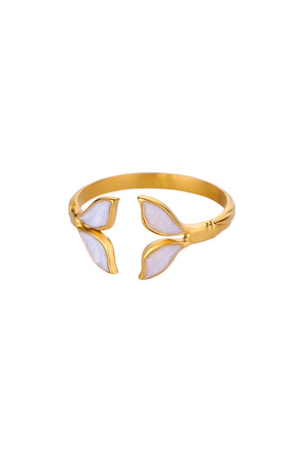 resizable 1 Fashion Wing Rings For Women Gold Color Stainless Steel Adjustable Fish Tail Ring Aesthe