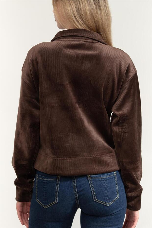 Tech Velour Rib Half Kadın Triko - 3