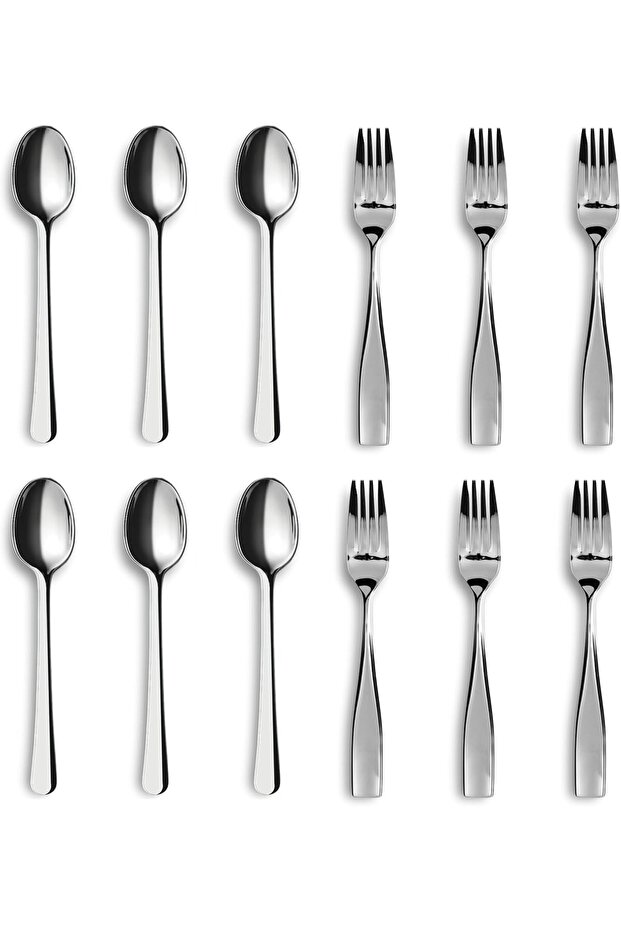 12 Piece Stainless Steel Cutlery Set | Includes 6 Spoons & 6 Forks | Premium Quality Flatwa