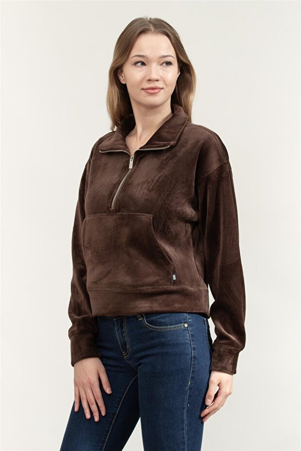 Tech Velour Rib Half Kadın Triko - 2