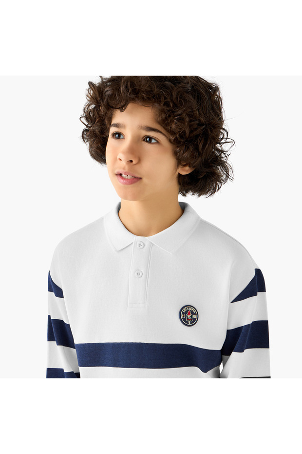 كنزة مخططة بياقة وأكمام طويلة - 4