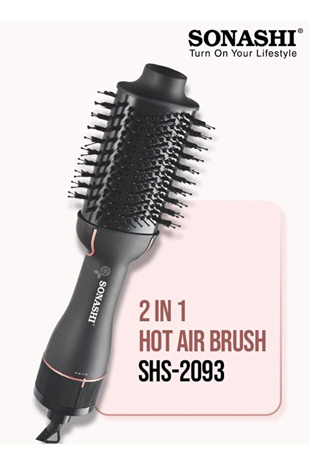 فرشاة هواء ساخن 2 في 1 SHS-2093 | أسطوانة سيراميك، سرعتان، 1200 واط، تزيد من كثافة الشعر وتنعّمه