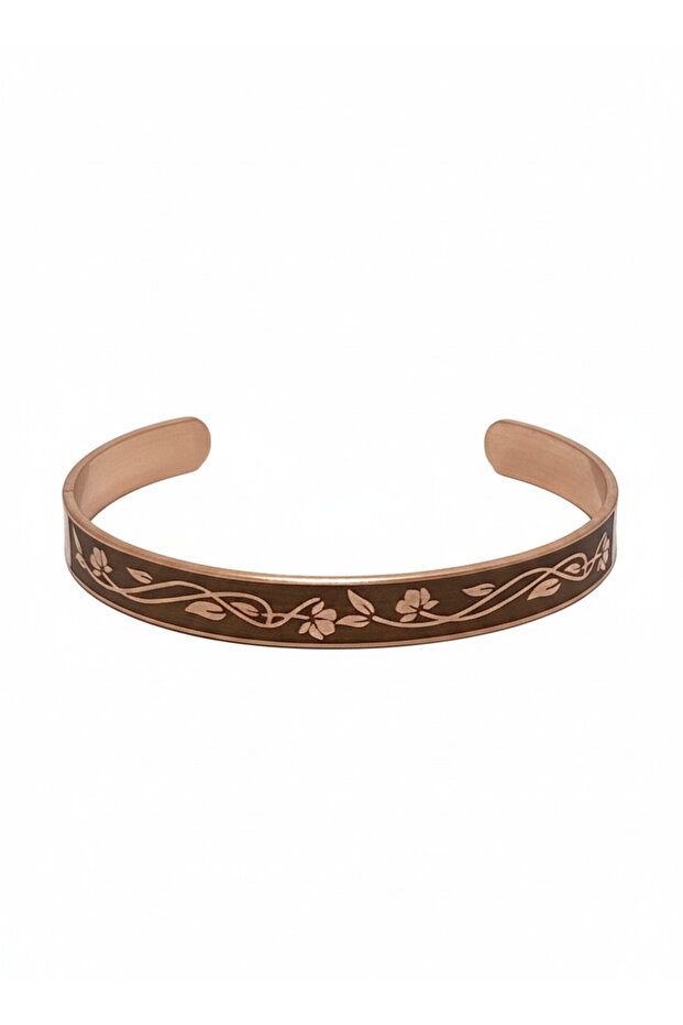 Floral Engraved Prayer Inside Pure Copper Bracelet