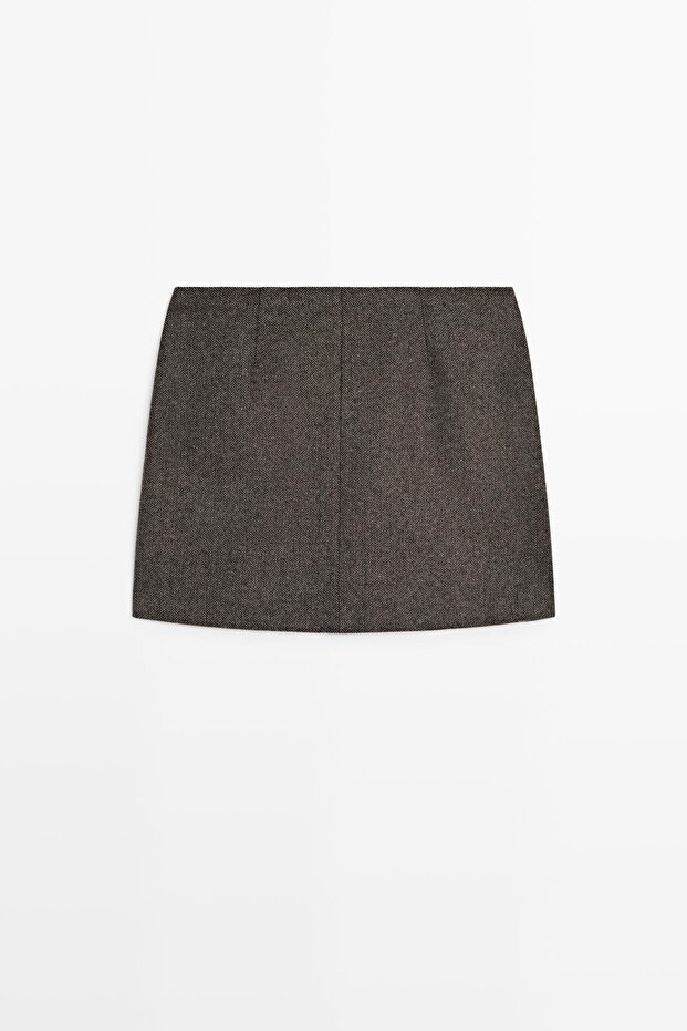 Yün karışımlı mini etek - 8