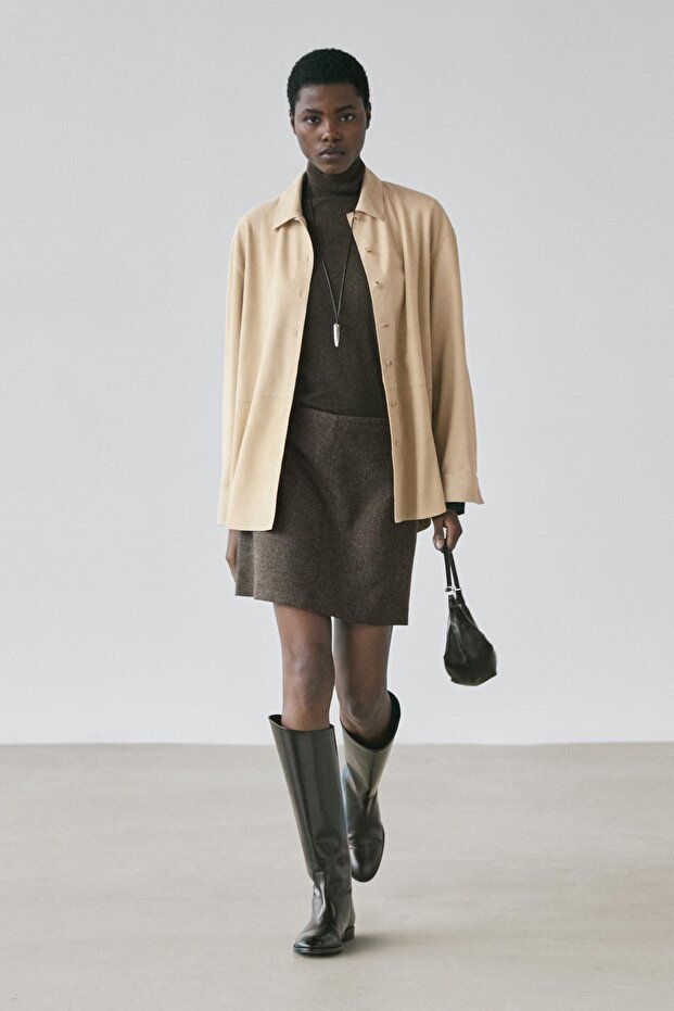 Yün karışımlı mini etek - 1