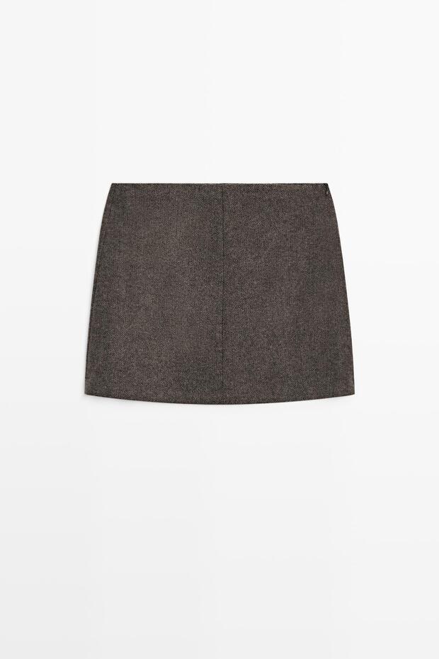 Yün karışımlı mini etek - 5