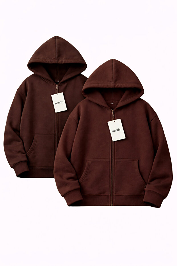 2-Piece Hooded Unisex Zippered Sweatshirt / Cardigan