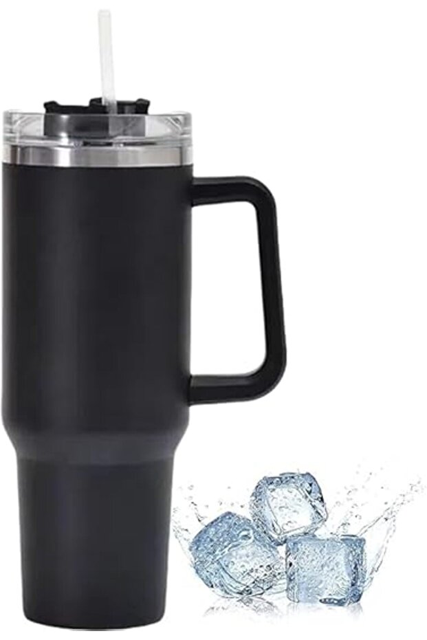 Stainless Steel 40oz Travel Tumbler with Handle & Straw Lid