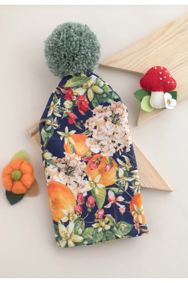 قبعة بونبون من القطن الممشط بطبقة مزدوجة بنمط البرتقال والنعناع - 2