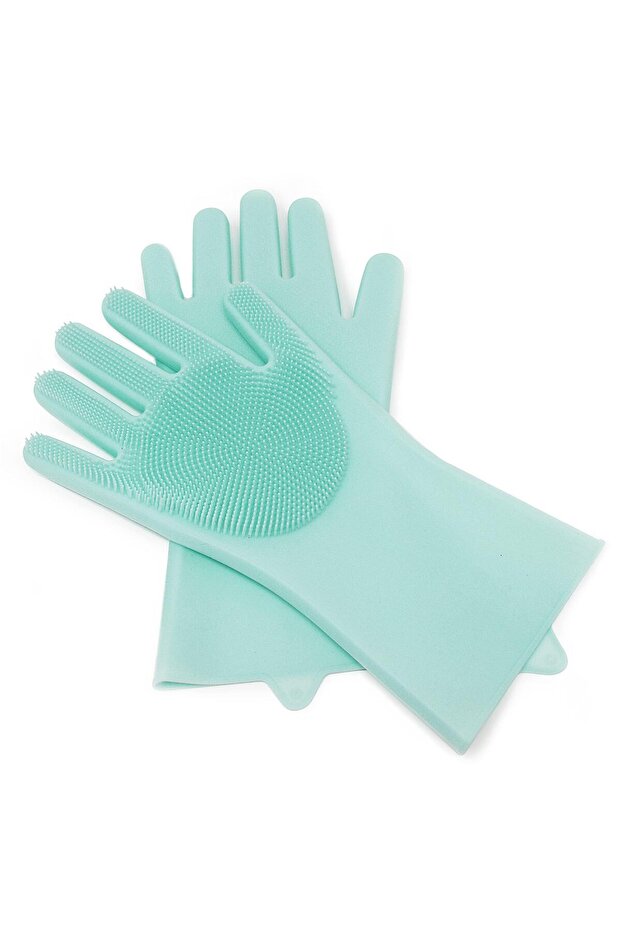 قفازات استحمام الحيوانات الأليفة - أخضر - 1