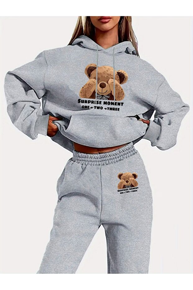 Unisex Hooded Tracksuit Set 100% Cotton Alphabet Printed Hoodie and Pants Set