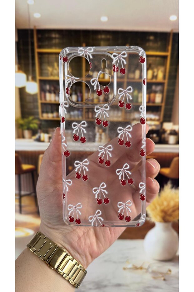 غطاء شفاف متوافق مع ريدمي نوت 14 بنمط الكرز، مقاوم للصدمات مع حماية للكاميرا - 2