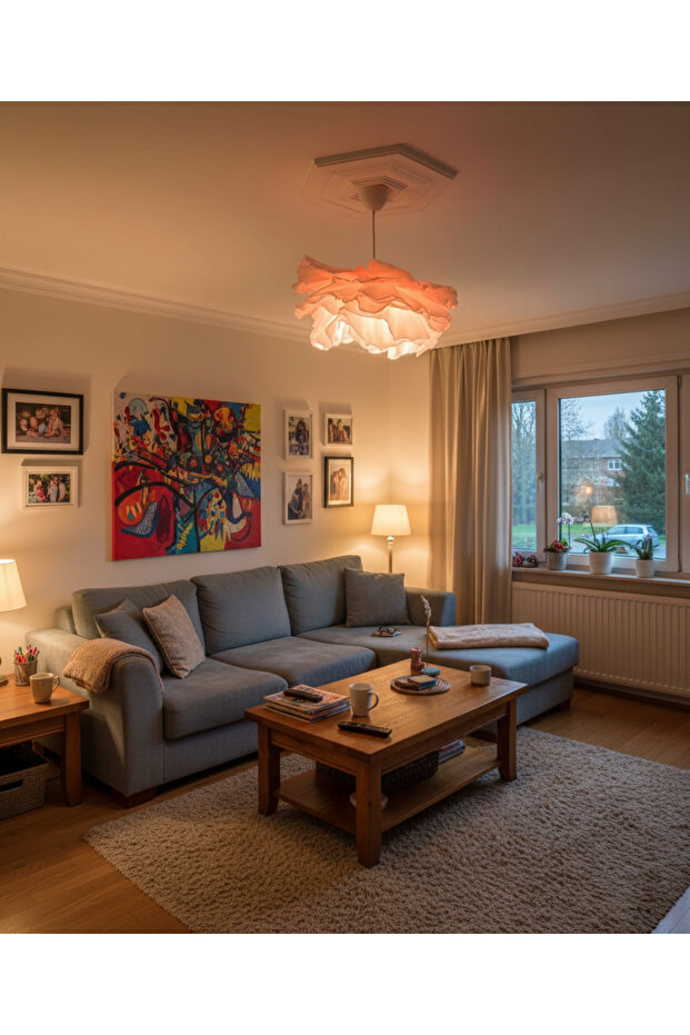 Modern Krapon Kağıt Pembe El Yapımı Sarkıt Avize - 1