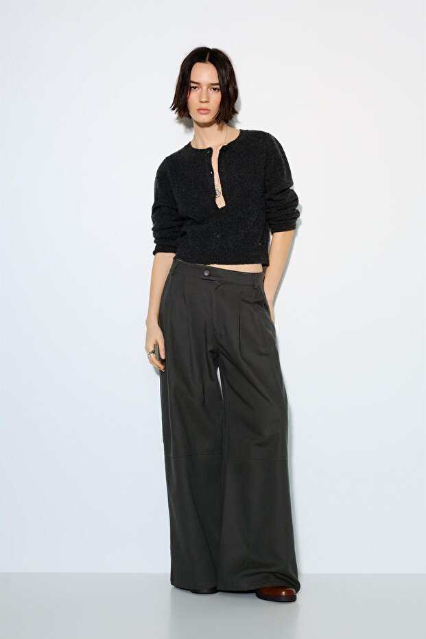 Geniş paça pensli pantolon - 2