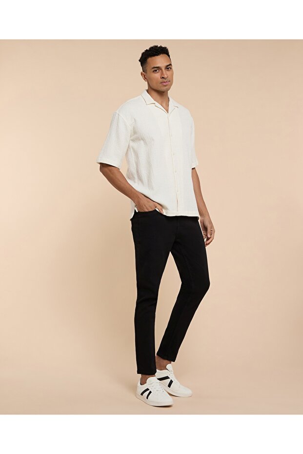 بنطال جينز ضيق سادة مع أزرار للإغلاق - 5