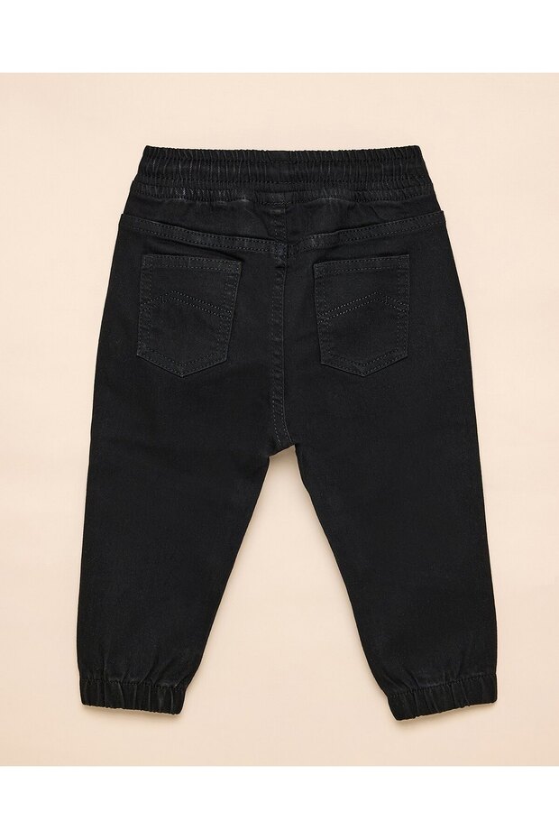 Solid Jogger Jeans with Drawstring Waist - 2